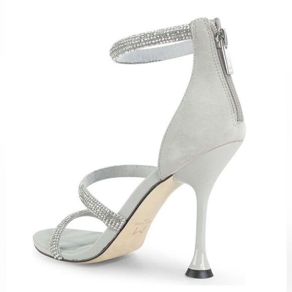 NWT MARC FISHER CARITA STRAPPY SANDAL SILVER RHINESTONE SPARKLY HEEL SIZE 9 - Picture 2 of 7